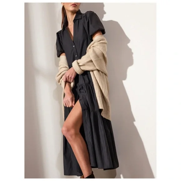 Brochu Walker The Havana Iconic Classic Shirt Maxi Dress Puff Sleeves XS - Picture 6 of 14